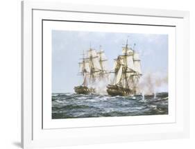 'Java' And 'Constitution'-Montague Dawson-Framed Premium Giclee Print