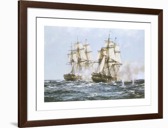 'Java' And 'Constitution'-Montague Dawson-Framed Premium Giclee Print