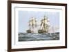 'Java' And 'Constitution'-Montague Dawson-Framed Premium Giclee Print