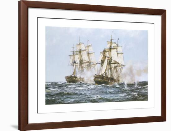 'Java' And 'Constitution'-Montague Dawson-Framed Premium Giclee Print