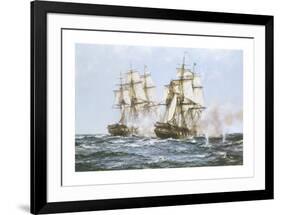 'Java' And 'Constitution'-Montague Dawson-Framed Premium Giclee Print