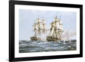 'Java' And 'Constitution'-Montague Dawson-Framed Premium Giclee Print