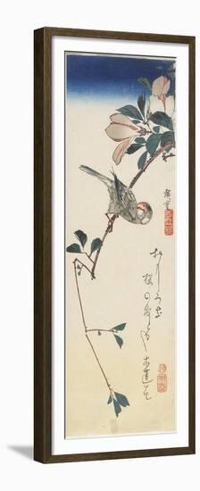 Java Sparrow and Magnolia, 1834-1839-Utagawa Hiroshige-Framed Premium Giclee Print