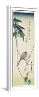 Java Sparrow and Morning Glories, 1834-1839-Utagawa Hiroshige-Framed Premium Giclee Print