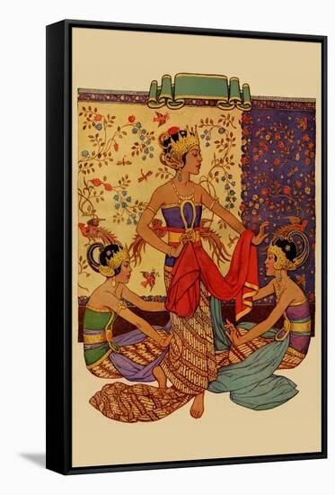 Javanese Girls Examne Fabric-null-Framed Stretched Canvas