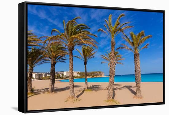 Javea Playa Del Arenal Beach in Mediterranean Alicante at Xabia Spain Palm Trees-holbox-Framed Stretched Canvas