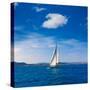 Javea Sailboat Sailing in Xabia at Mediterranean Alicante of Spain-holbox-Stretched Canvas