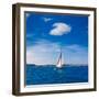 Javea Sailboat Sailing in Xabia at Mediterranean Alicante of Spain-holbox-Framed Photographic Print