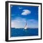 Javea Sailboat Sailing in Xabia at Mediterranean Alicante of Spain-holbox-Framed Photographic Print