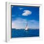 Javea Sailboat Sailing in Xabia at Mediterranean Alicante of Spain-holbox-Framed Photographic Print