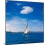 Javea Sailboat Sailing in Xabia at Mediterranean Alicante of Spain-holbox-Mounted Photographic Print