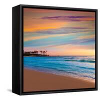 Javea Xabia El Arenal Beach Sunrise in Mediterranean Alicante Spain-Natureworld-Framed Stretched Canvas