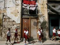 Cuban Girls Run in a Street in Havana, Cuba, Thursday, August 10, 2006-Javier Galeano-Photographic Print