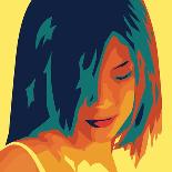 The Girl from Okinawa (yellow)-Javier Palacios-Framed Art Print