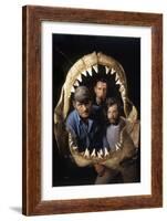 Jaws, Robert Shaw, Roy Scheider, Richard Dreyfuss, Directed by Steven Spielberg, 1975-null-Framed Photo