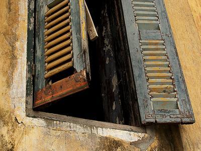 Shutters on Old Building, Kratie, Cambodia