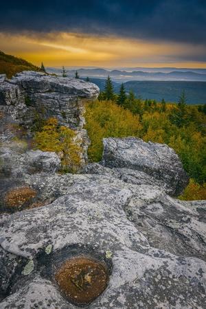 USA, West Virginia, Dolly Sods Wilderness Area. Sunrise on mountain ...