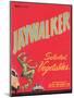 Jaywalker Vegetable Label - Los Angeles, CA-Lantern Press-Mounted Art Print