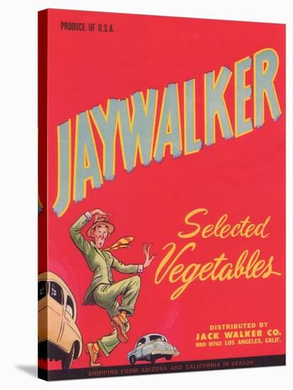 Jaywalker Vegetable Label - Los Angeles, CA-Lantern Press-Stretched Canvas