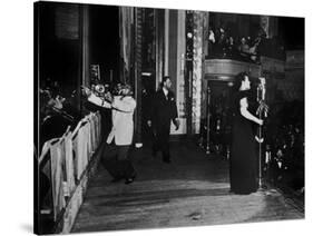 Jazz and Blues Singer Billie Holiday with Bluesmen Hot Lips Page and Jimmie Evans at Apollo Theatre-null-Stretched Canvas