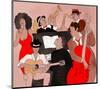 Jazz Band Jamming Around Piano-null-Mounted Art Print