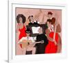 Jazz Band Jamming Around Piano-null-Framed Art Print