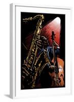 Jazz Band - Scratchboard-Lantern Press-Framed Art Print