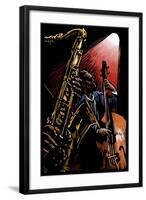 Jazz Band - Scratchboard-Lantern Press-Framed Art Print