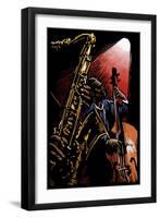 Jazz Band - Scratchboard-Lantern Press-Framed Art Print