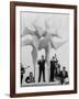 Jazz Drummer Chico Hamilton Playing with Band Behind Sculpture Called "Counterpoints"-Gordon Parks-Framed Premium Photographic Print