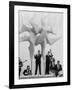 Jazz Drummer Chico Hamilton Playing with Band Behind Sculpture Called "Counterpoints"-Gordon Parks-Framed Premium Photographic Print