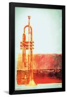 Jazz - Grunge Trumpet-Trends International-Framed Poster