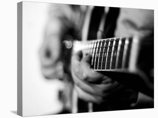 Jazz Guitarist 1 BW-John Gusky-Stretched Canvas