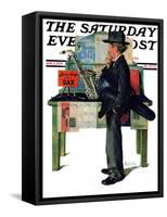 "Jazz It Up" or "Saxophone" Saturday Evening Post Cover, November 2,1929-Norman Rockwell-Framed Stretched Canvas