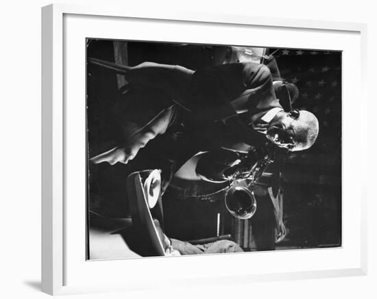 Jazz Musician Bunk Johnson Performing with His New Orleans Band-Gjon Mili-Framed Premium Photographic Print