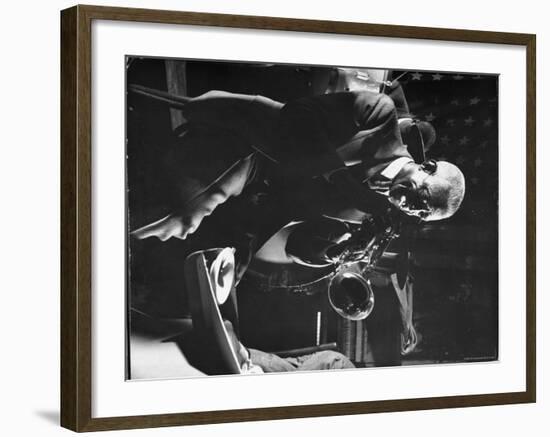 Jazz Musician Bunk Johnson Performing with His New Orleans Band-Gjon Mili-Framed Premium Photographic Print