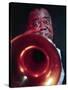 Jazz Musician Louis Armstrong Blowing on Trumpet-Eliot Elisofon-Stretched Canvas