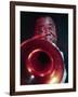 Jazz Musician Louis Armstrong Blowing on Trumpet-Eliot Elisofon-Framed Premium Photographic Print