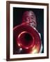 Jazz Musician Louis Armstrong Blowing on Trumpet-Eliot Elisofon-Framed Premium Photographic Print