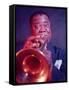Jazz Musician Louis Armstrong Playing Trumpet-Eliot Elisofon-Framed Stretched Canvas
