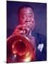 Jazz Musician Louis Armstrong Playing Trumpet-Eliot Elisofon-Mounted Premium Photographic Print