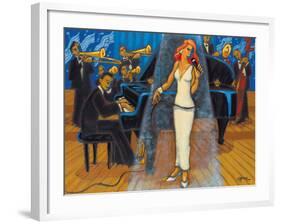 Jazz Orchestra in Blue-Marsha Hammel-Framed Giclee Print