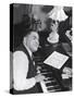 Jazz Pianist Fats Waller Playing Piano with Cigarette Hanging Out of Mouth, at Home-null-Stretched Canvas