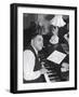 Jazz Pianist Fats Waller Playing Piano with Cigarette Hanging Out of Mouth, at Home-null-Framed Premium Photographic Print