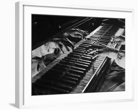 Jazz Pianist Mary Lou Williams's Hands on the Keyboard During Jam Session-Gjon Mili-Framed Premium Photographic Print