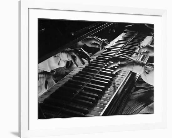 Jazz Pianist Mary Lou Williams's Hands on the Keyboard During Jam Session-Gjon Mili-Framed Premium Photographic Print