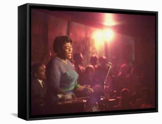 Jazz Singer Ella Fitzgerald Performing at "Mr. Kelly's" Nightclub-Yale Joel-Framed Stretched Canvas