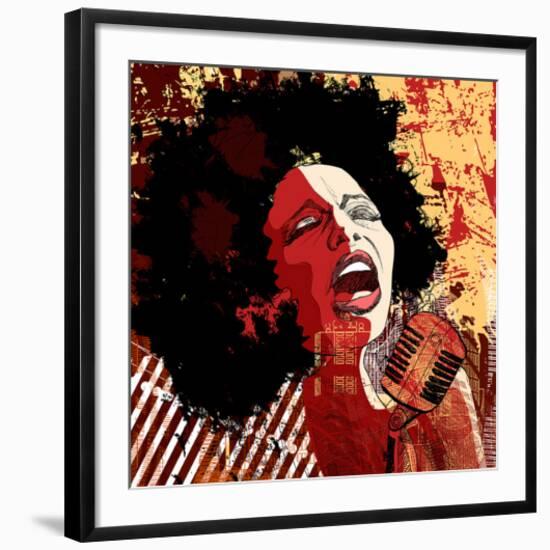 Jazz Singer Grunge Background-null-Framed Art Print