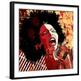 Jazz Singer Grunge Background-null-Framed Art Print