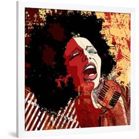 Jazz Singer Grunge Background-null-Framed Art Print